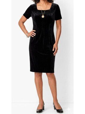 Talbots Black Velvet Little Black Dress LBD Vampy Goth